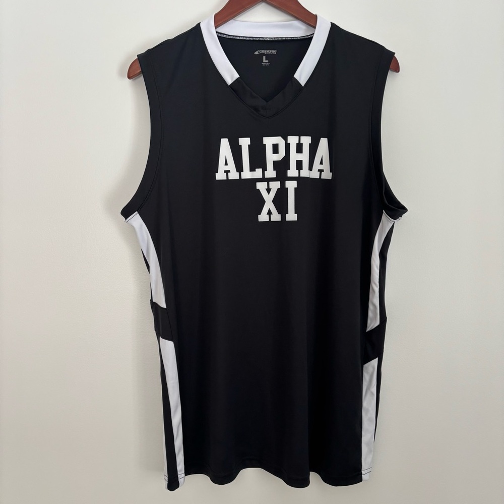 Champro Alpha Xi Delta Sorority Jersey Black White Sleeveless Top Size L
